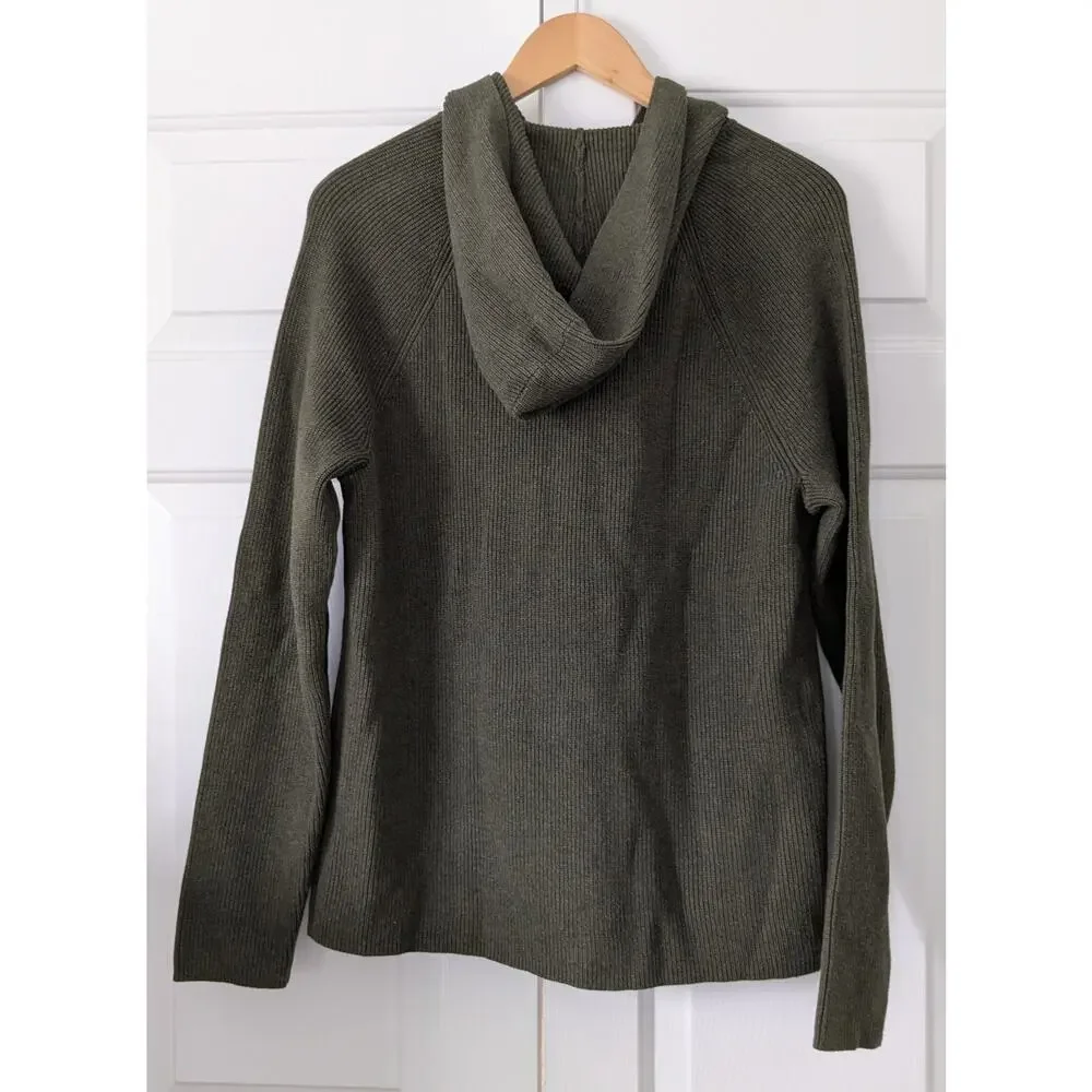 Banana Republic Olive Green Supima Cotton Knit Hoodie Sweater NEW